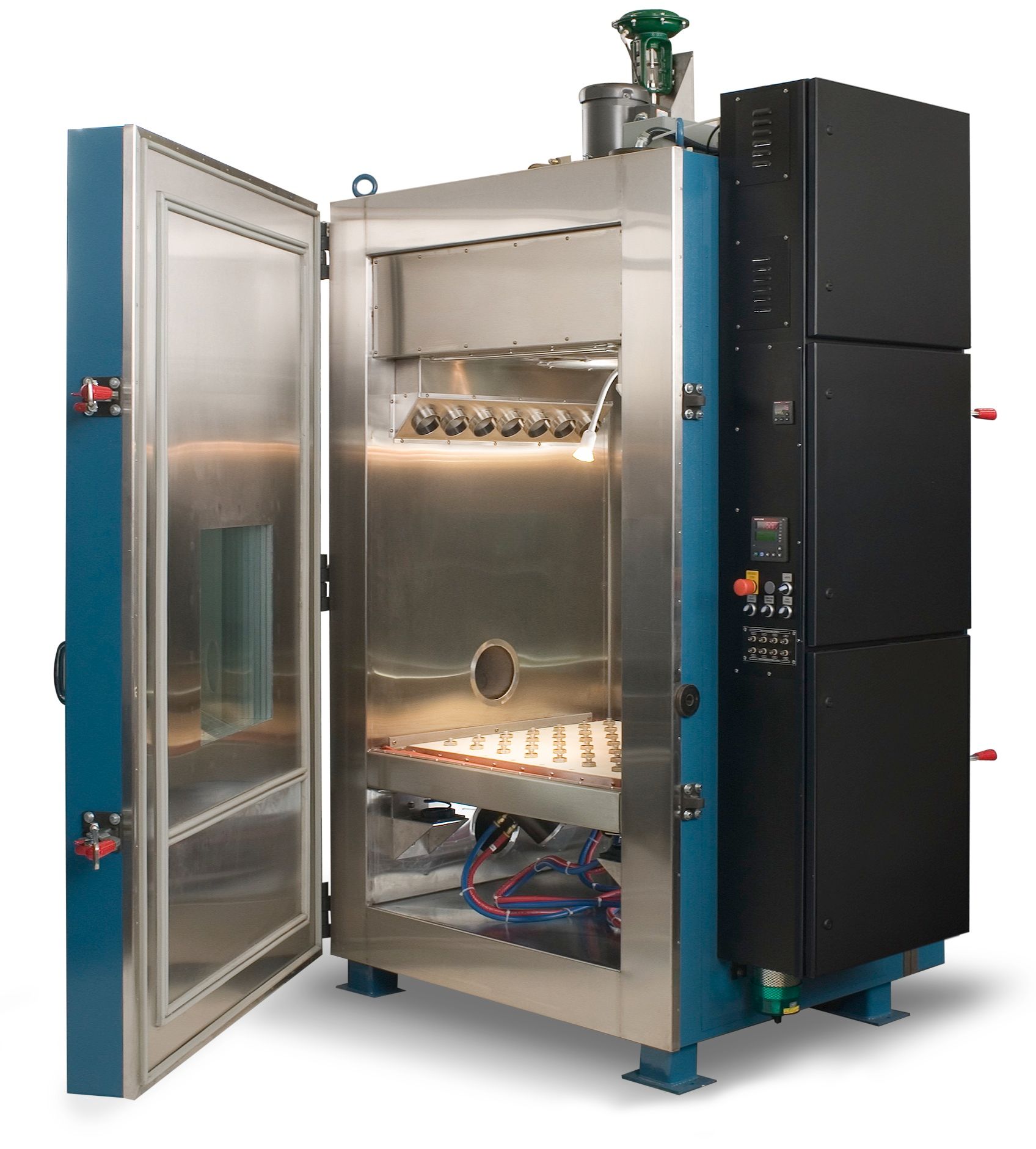 Hanse VTC-6 HALT/HASS chamber with its front door open, showing the vibration table and the workspace
